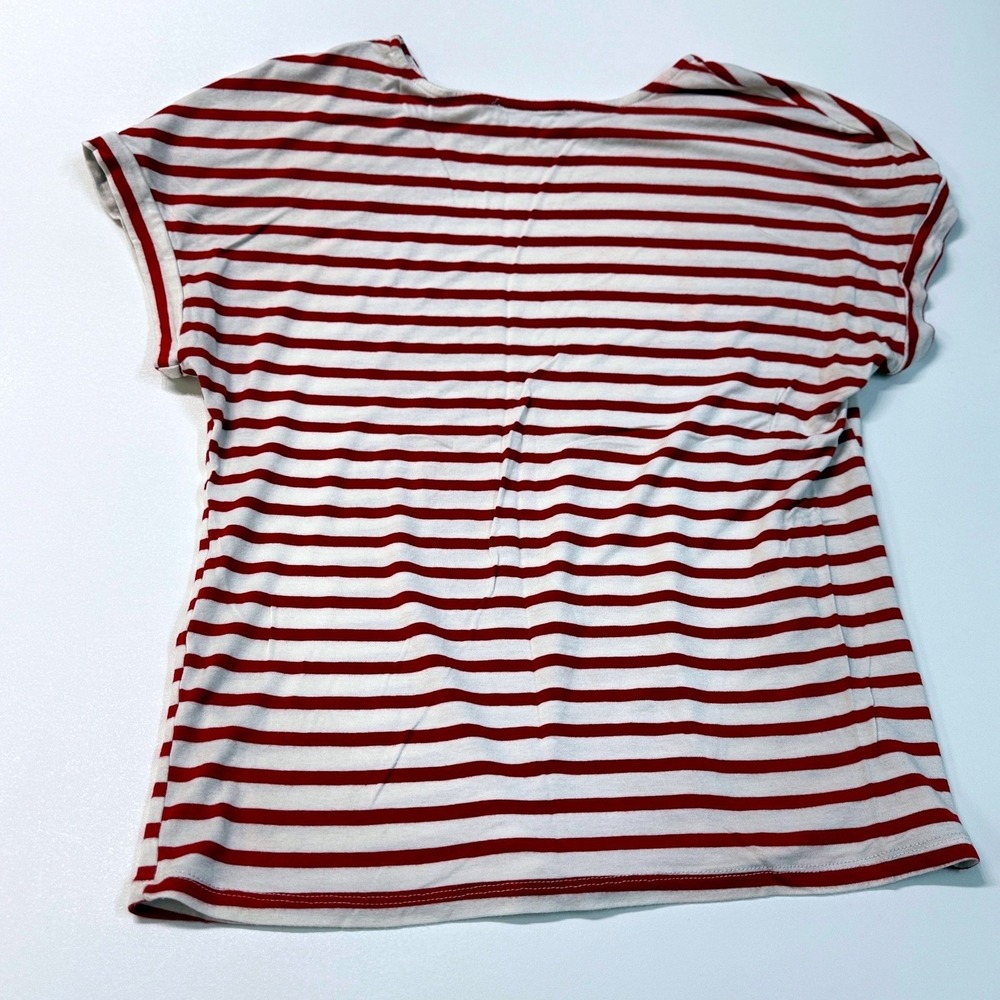 GREEN ENVELOPE LOS ANGELES Women's Size Small Red White Striped T Shirt